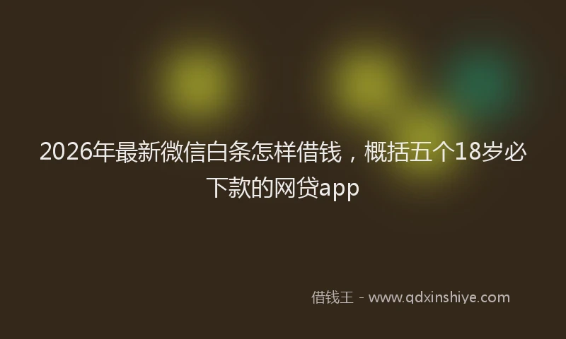 2026年最新微信白条怎样借钱，概括五个18岁必下款的网贷app