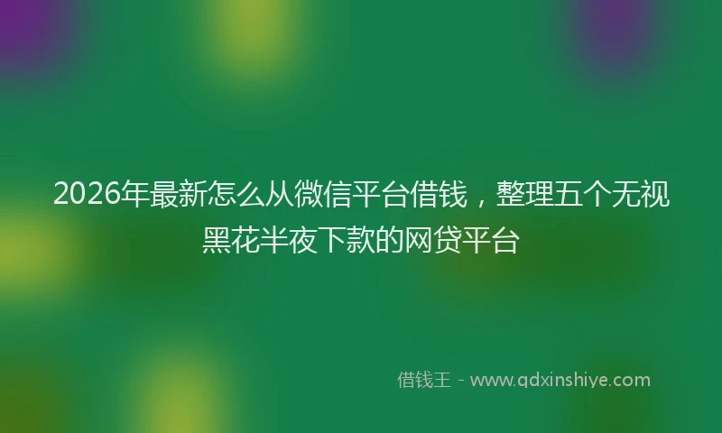 2026年最新怎么从微信平台借钱,整理五个无视黑花半夜下款的网贷平台