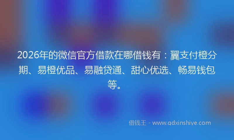 2026年的微信官方借款在哪借钱有：翼支付橙分期、易橙优品、易融贷通、甜心优选、畅易钱包等。