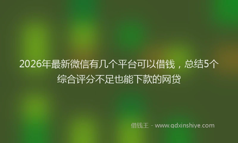 2026年最新微信有几个平台可以借钱，总结5个综合评分不足也能下款的网贷