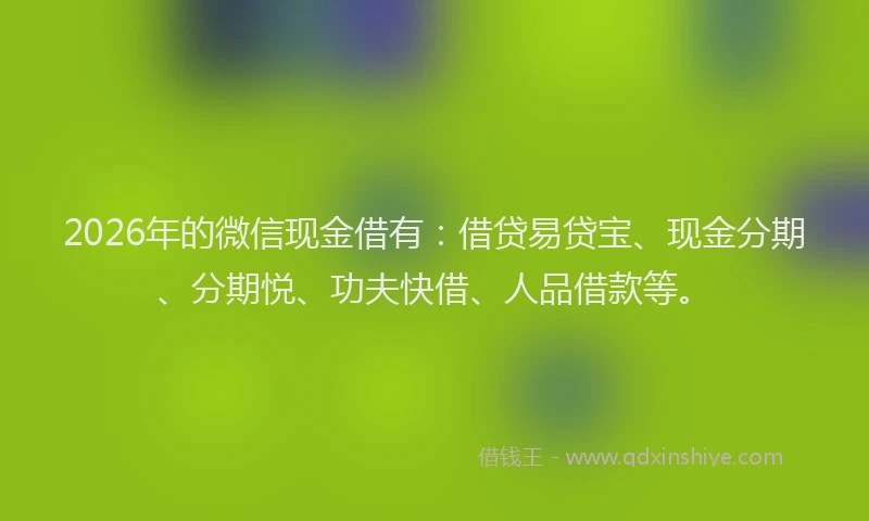 2026年的微信现金借有：借贷易贷宝、现金分期、分期悦、功夫快借、人品借款等。