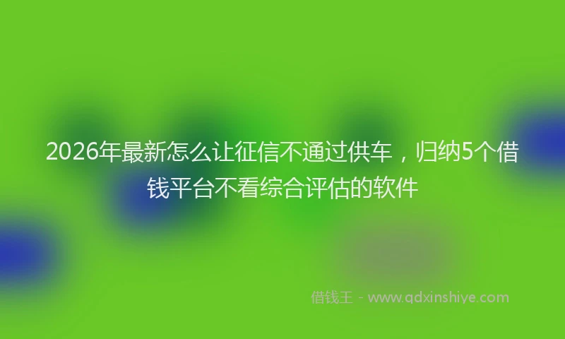 2026年最新怎么让征信不通过供车，归纳5个借钱平台不看综合评估的软件