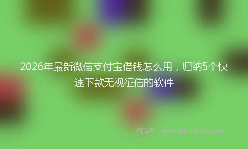 2026年最新微信支付宝借钱怎么用，归纳5个快速下款无视征信的软件