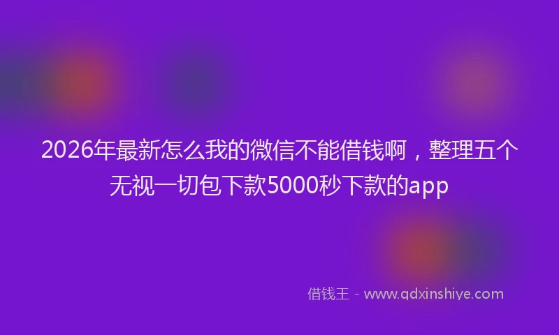2026年最新怎么我的微信不能借钱啊，整理五个无视一切包下款5000秒下款的app