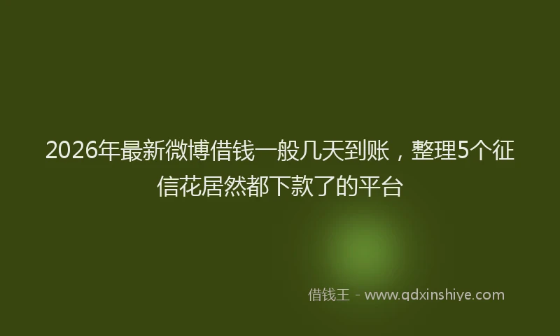2026年最新微博借钱一般几天到账，整理5个征信花居然都下款了的平台