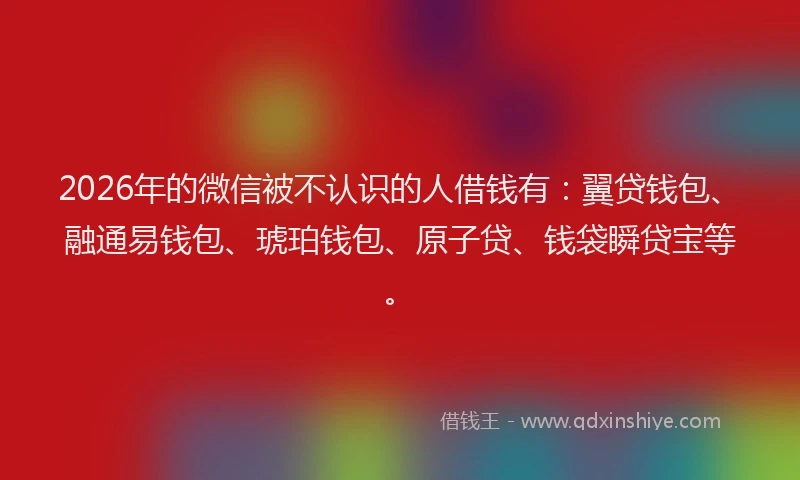 2026年的微信被不认识的人借钱有：翼贷钱包、融通易钱包、琥珀钱包、原子贷、钱袋瞬贷宝等。
