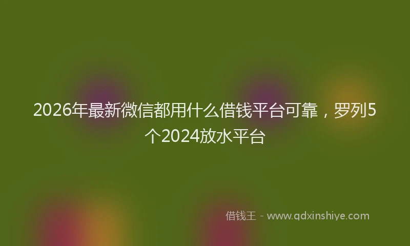 2026年最新微信都用什么借钱平台可靠，罗列5个2024放水平台