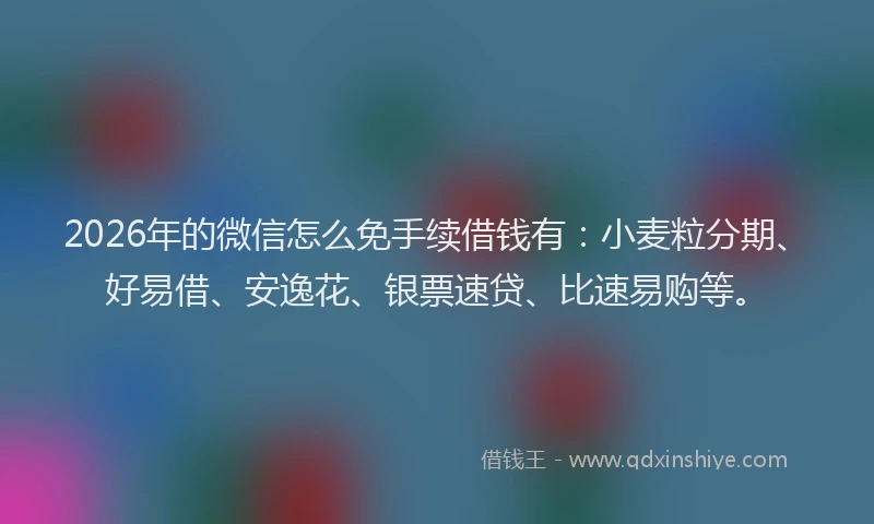 2026年的微信怎么免手续借钱有：小麦粒分期、好易借、安逸花、银票速贷、比速易购等。