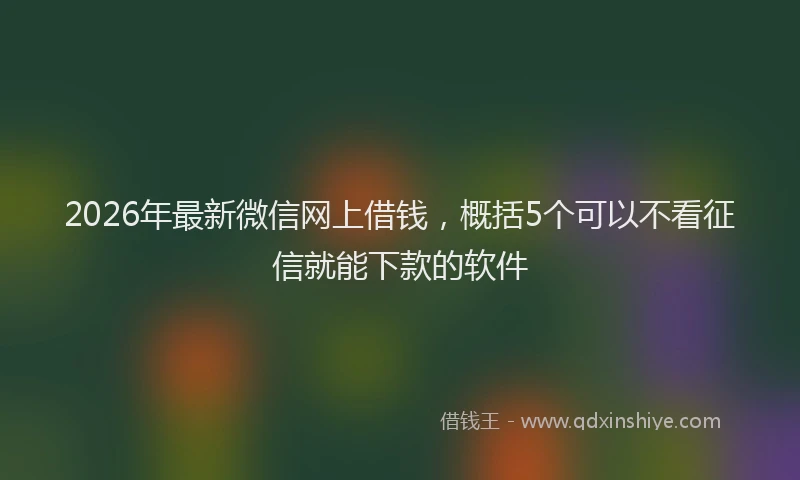 2026年最新微信网上借钱，概括5个可以不看征信就能下款的软件