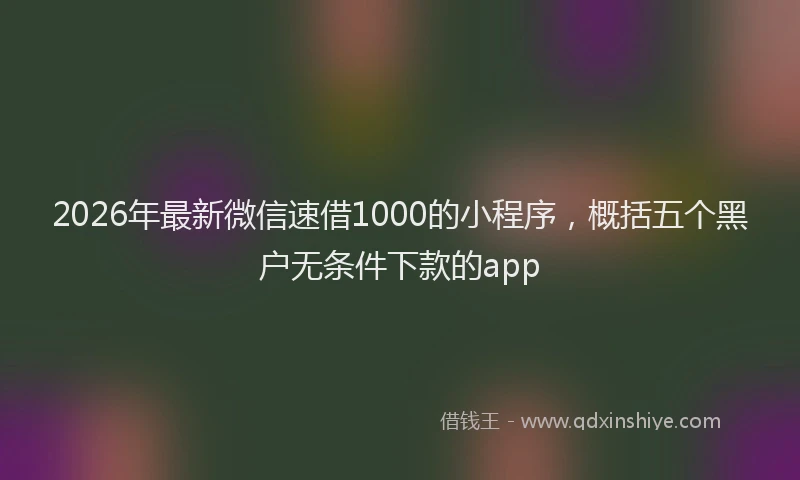 2026年最新微信速借1000的小程序，概括五个黑户无条件下款的app