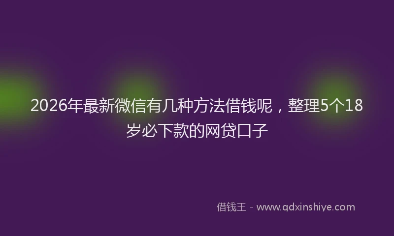 2026年最新微信有几种方法借钱呢，整理5个18岁必下款的网贷口子
