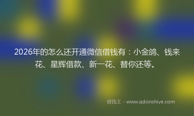 2026年的怎么还开通微信借钱有:小金鸽、钱来花、星辉借款、新一花、替你还等。