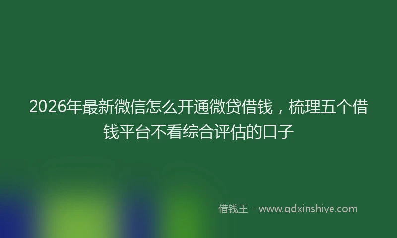 2026年最新微信怎么开通微贷借钱，梳理五个借钱平台不看综合评估的口子
