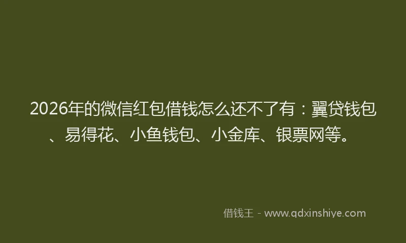 2026年的微信红包借钱怎么还不了有：翼贷钱包、易得花、小鱼钱包、小金库、银票网等。