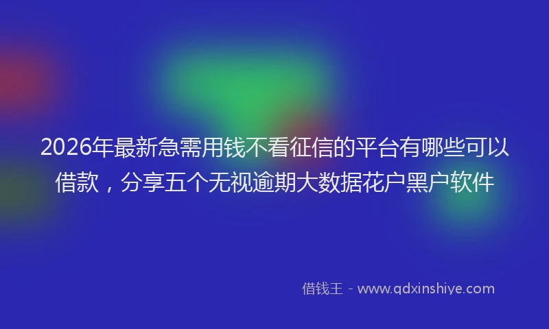 2026年最新急需用钱不看征信的平台有哪些可以借款，分享五个无视逾期大数据花户黑户软件