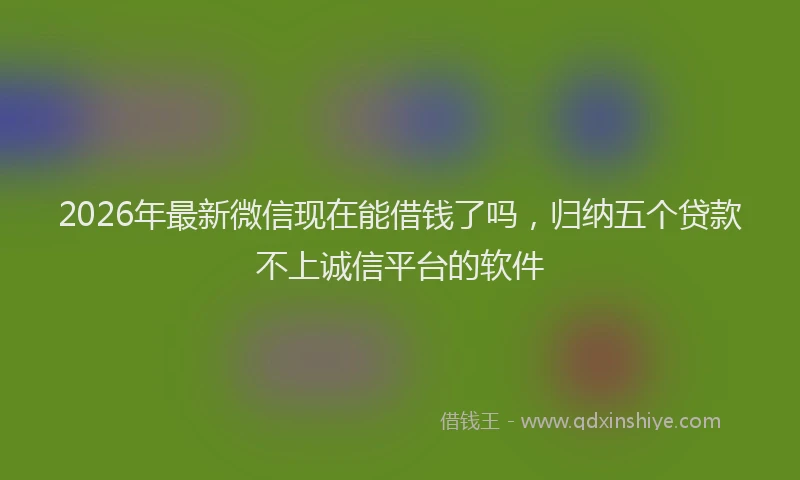 2026年最新微信现在能借钱了吗，归纳五个贷款不上诚信平台的软件