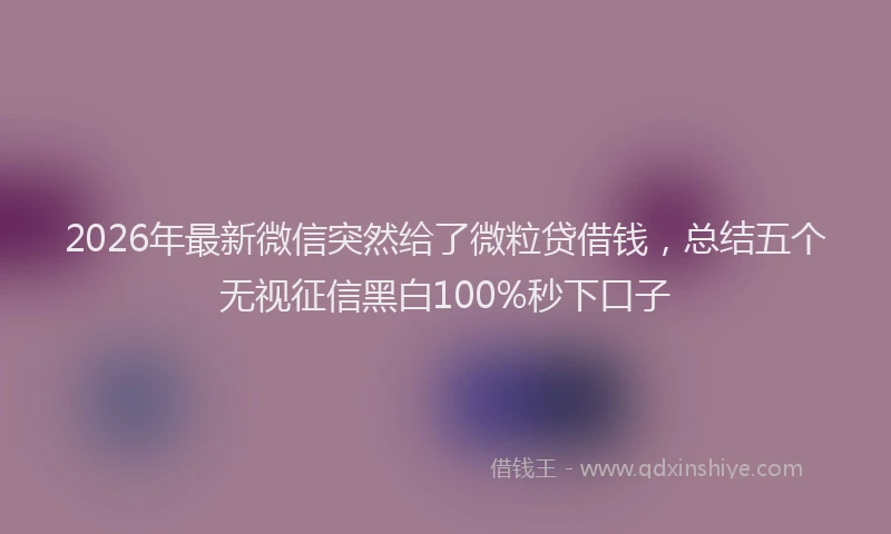 2026年最新微信突然给了微粒贷借钱，总结五个无视征信黑白100%秒下口子