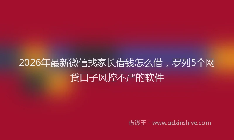 2026年最新微信找家长借钱怎么借，罗列5个网贷口子风控不严的软件