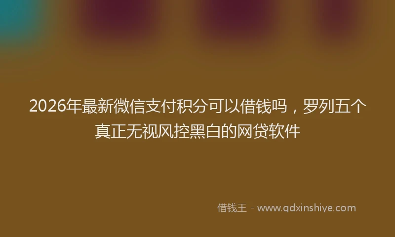 2026年最新微信支付积分可以借钱吗，罗列五个真正无视风控黑白的网贷软件