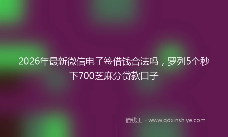 2026年最新微信电子签借钱合法吗，罗列5个秒下700芝麻分贷款口子