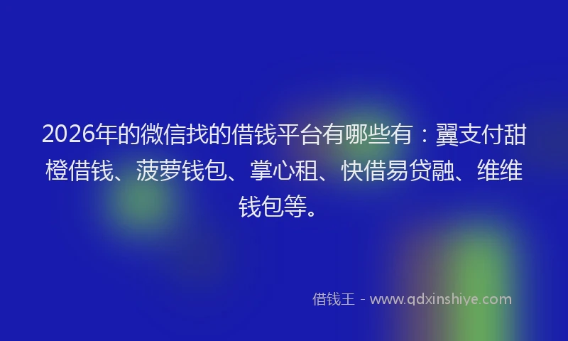 2026年的微信找的借钱平台有哪些有：翼支付甜橙借钱、菠萝钱包、掌心租、快借易贷融、维维钱包等。