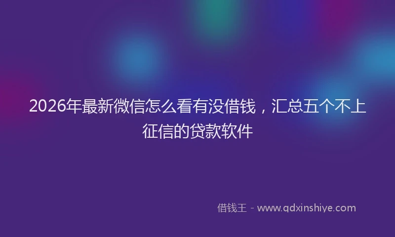 2026年最新微信怎么看有没借钱，汇总五个不上征信的贷款软件