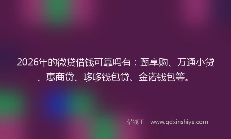 2026年的微贷借钱可靠吗有：甄享购、万通小贷、惠商贷、哆哆钱包贷、金诺钱包等。