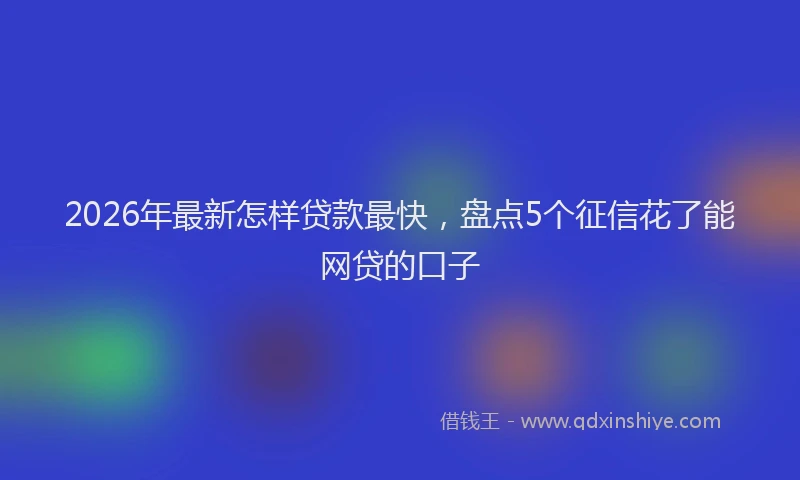 2026年最新怎样贷款最快，盘点5个征信花了能网贷的口子