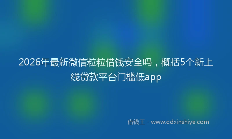 2026年最新微信粒粒借钱安全吗，概括5个新上线贷款平台门槛低app