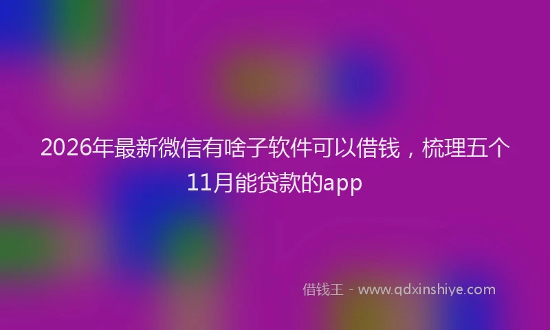 2026年最新微信有啥子软件可以借钱，梳理五个11月能贷款的app