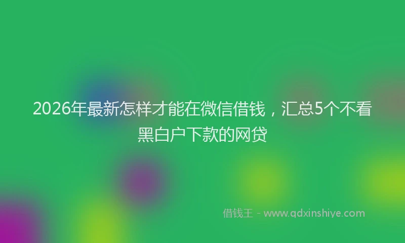 2026年最新怎样才能在微信借钱，汇总5个不看黑白户下款的网贷