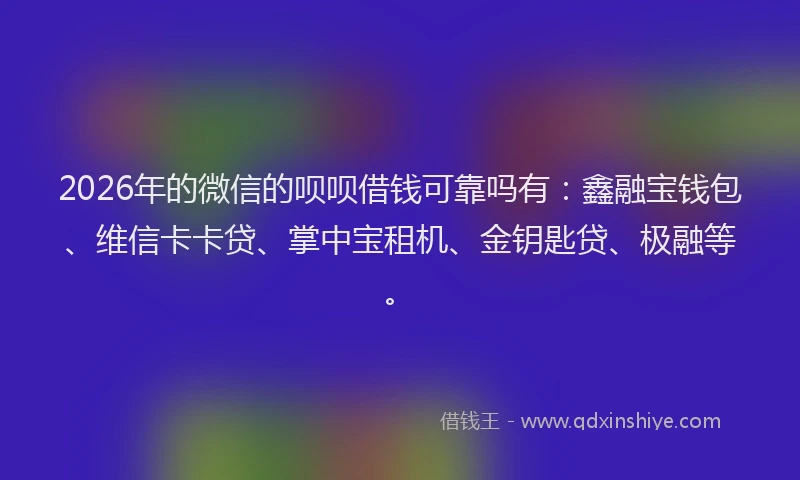 2026年的微信的呗呗借钱可靠吗有：鑫融宝钱包、维信卡卡贷、掌中宝租机、金钥匙贷、极融等。