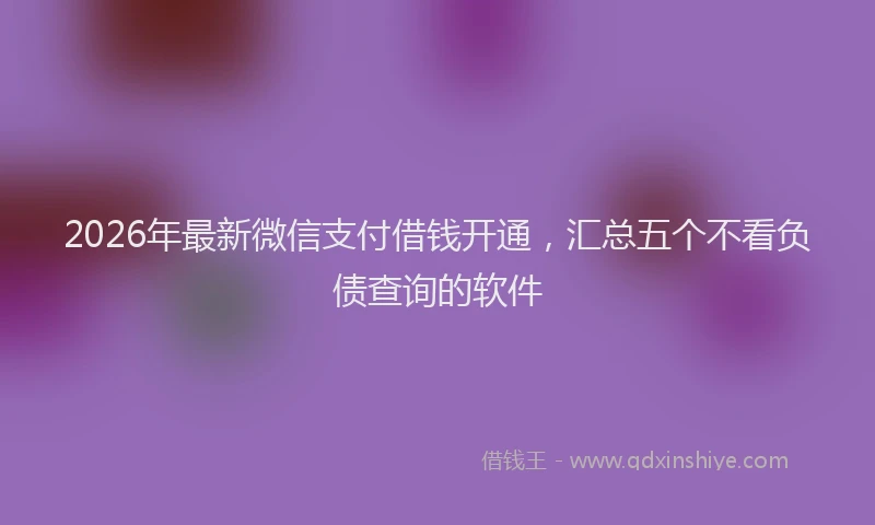 2026年最新微信支付借钱开通，汇总五个不看负债查询的软件
