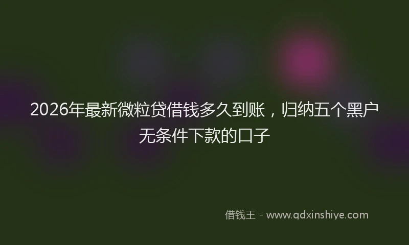 2026年最新微粒贷借钱多久到账，归纳五个黑户无条件下款的口子