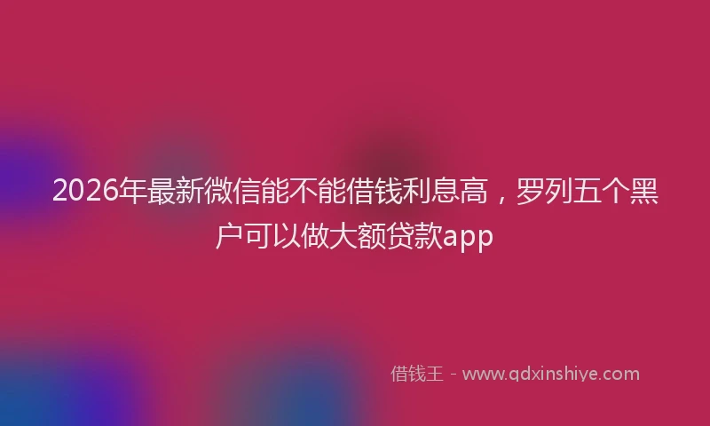 2026年最新微信能不能借钱利息高，罗列五个黑户可以做大额贷款app