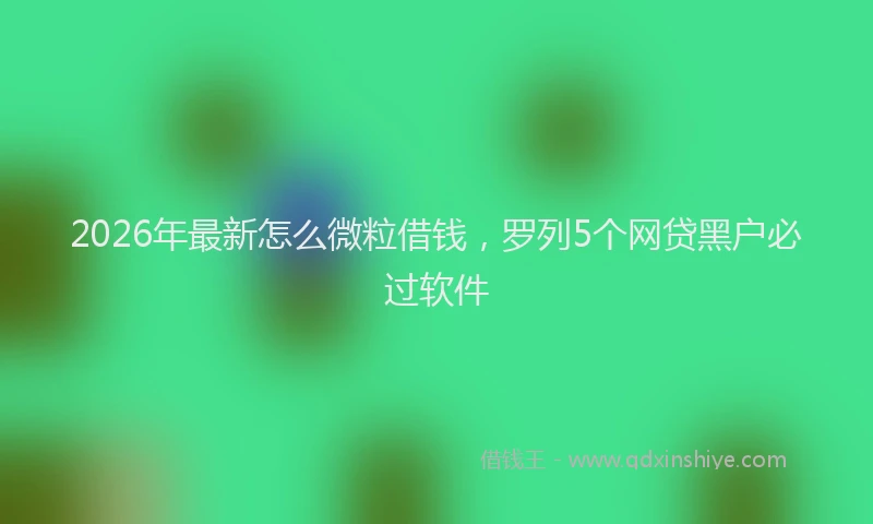 2026年最新怎么微粒借钱，罗列5个网贷黑户必过软件