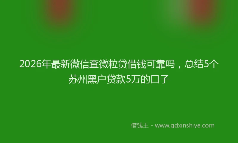 2026年最新微信查微粒贷借钱可靠吗，总结5个苏州黑户贷款5万的口子