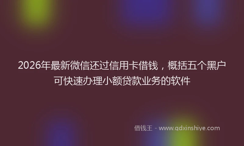 2026年最新微信还过信用卡借钱，概括五个黑户可快速办理小额贷款业务的软件