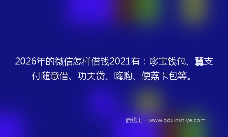 2026年的微信怎样借钱2021有：哆宝钱包、翼支付随意借、功夫贷、嗨购、便荔卡包等。