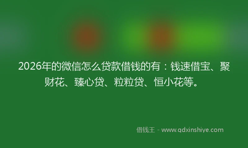 2026年的微信怎么贷款借钱的有：钱速借宝、聚财花、臻心贷、粒粒贷、恒小花等。