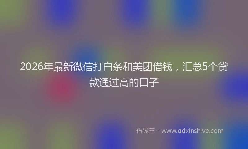 2026年最新微信打白条和美团借钱，汇总5个贷款通过高的口子
