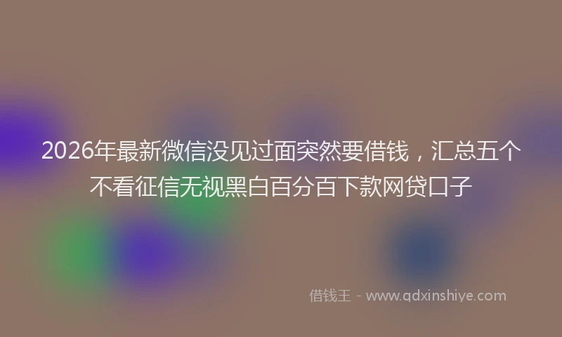 2026年最新微信没见过面突然要借钱，汇总五个不看征信无视黑白百分百下款网贷口子