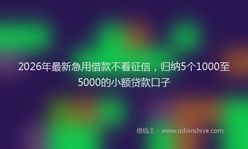 2026年最新急用借款不看征信，归纳5个1000至5000的小额贷款口子