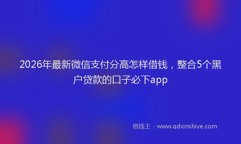 2026年最新微信支付分高怎样借钱，整合5个黑户贷款的口子必下app