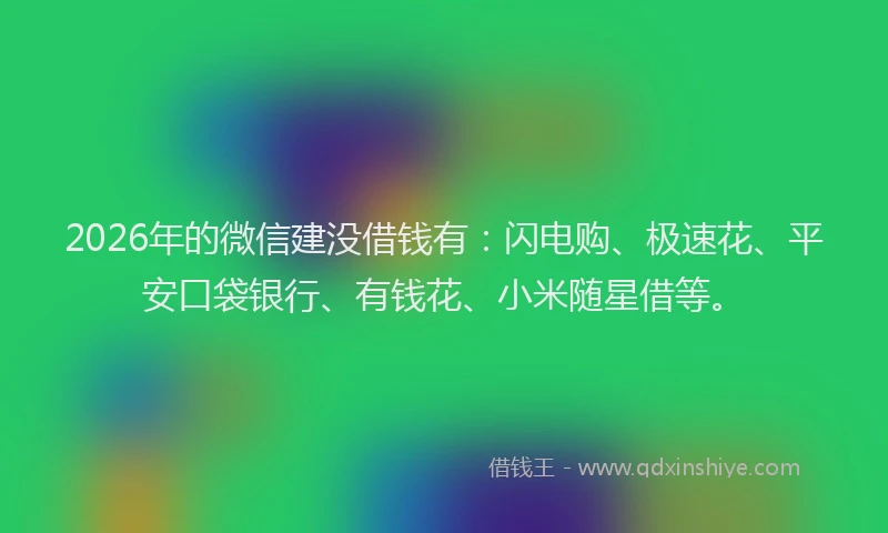 2026年的微信建没借钱有：闪电购、极速花、平安口袋银行、有钱花、小米随星借等。