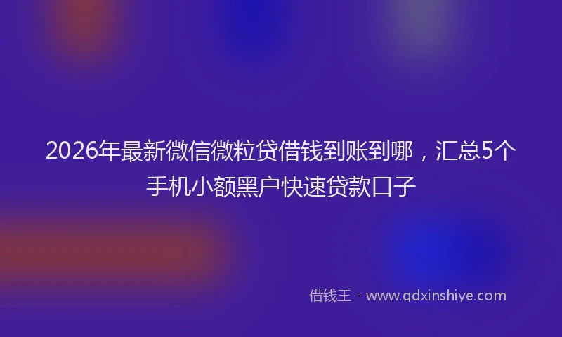 2026年最新微信微粒贷借钱到账到哪，汇总5个手机小额黑户快速贷款口子