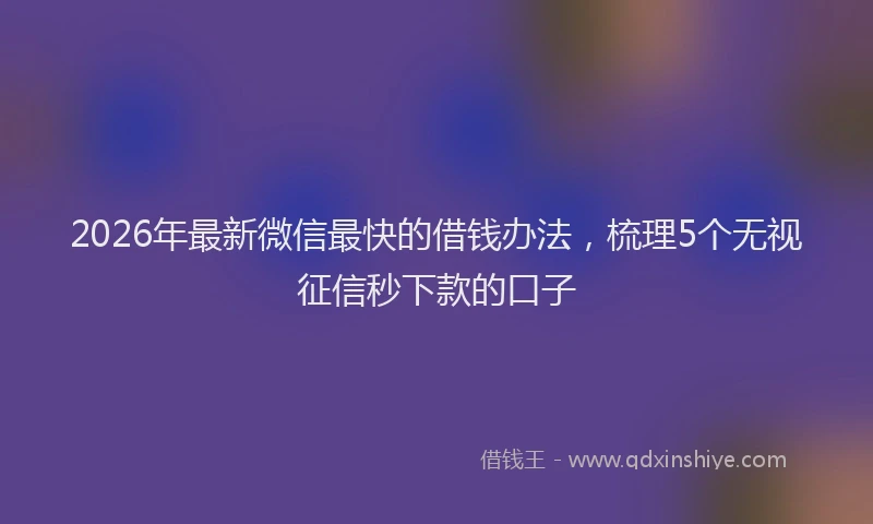 2026年最新微信最快的借钱办法，梳理5个无视征信秒下款的口子