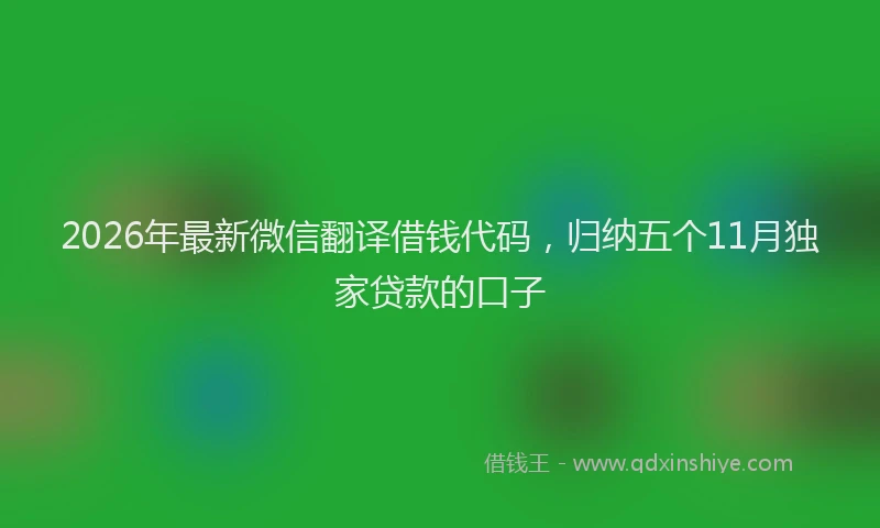 2026年最新微信翻译借钱代码，归纳五个11月独家贷款的口子