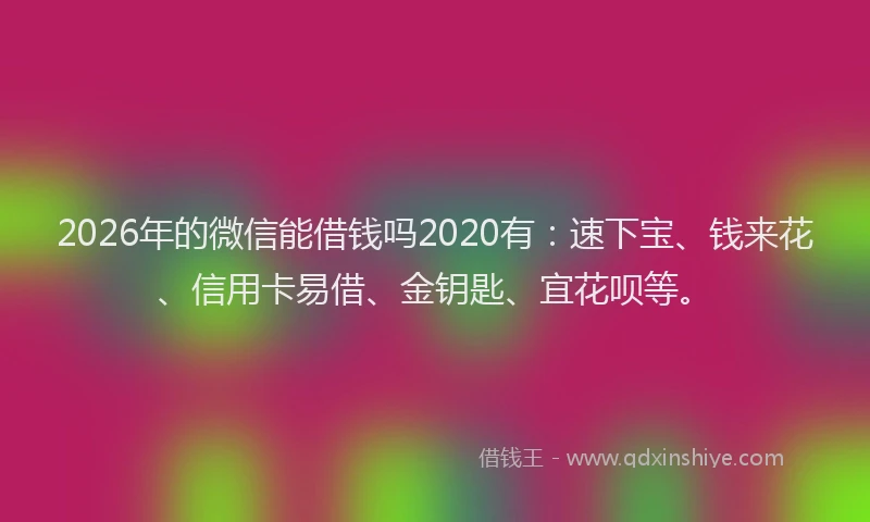 2026年的微信能借钱吗2020有：速下宝、钱来花、信用卡易借、金钥匙、宜花呗等。