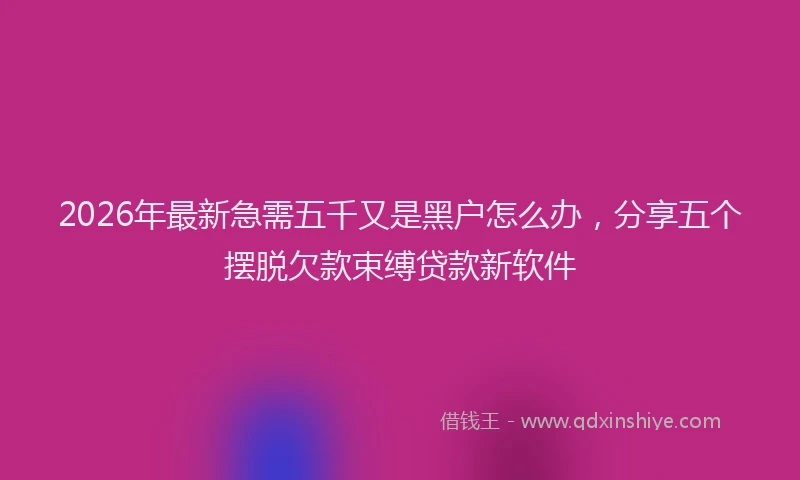 2026年最新急需五千又是黑户怎么办，分享五个摆脱欠款束缚贷款新软件